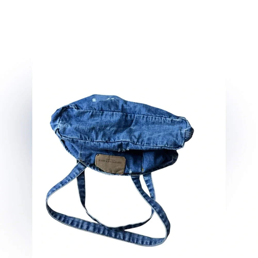 American Eagle Outfitters Distressed Denim Tote Bag – Blue Cotton Shopper